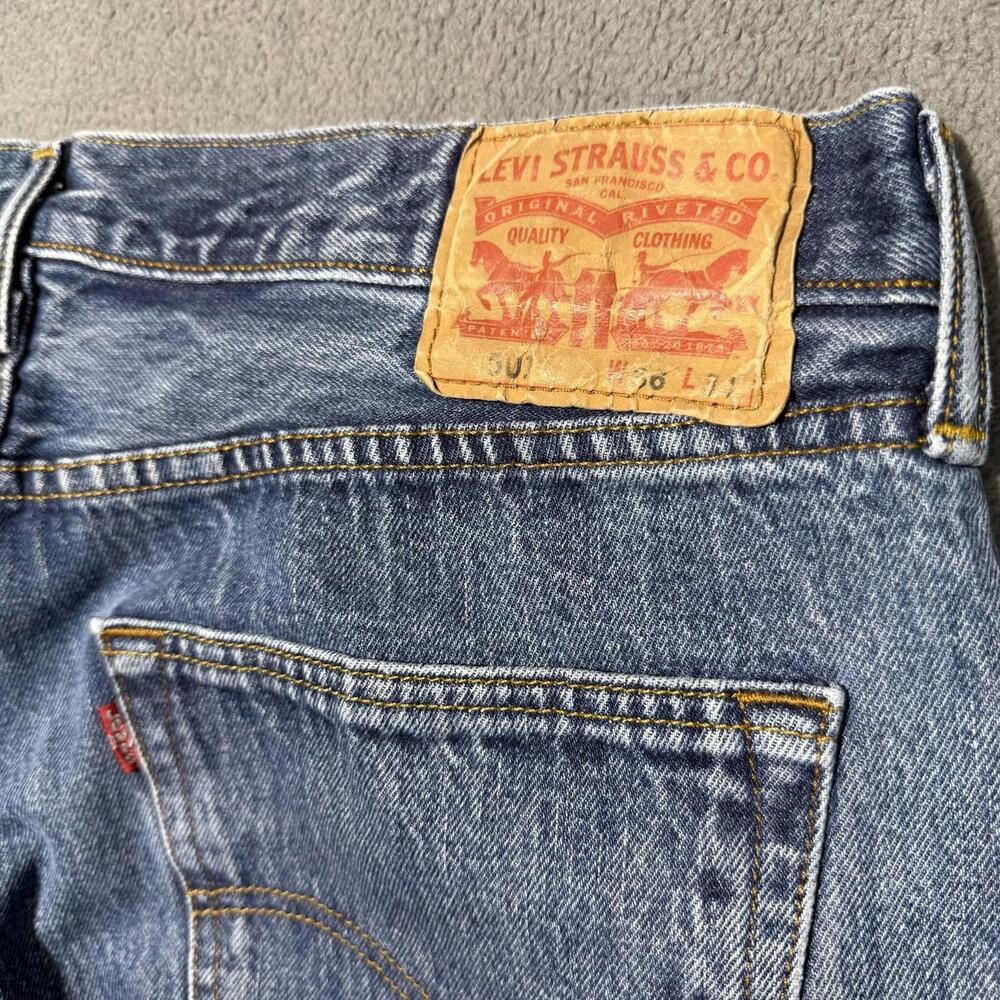 Levi's 501 XX Jeans Mens 36x34 Distressed Blue Denim Straight Leg Button Fly - Picture 3 of 13